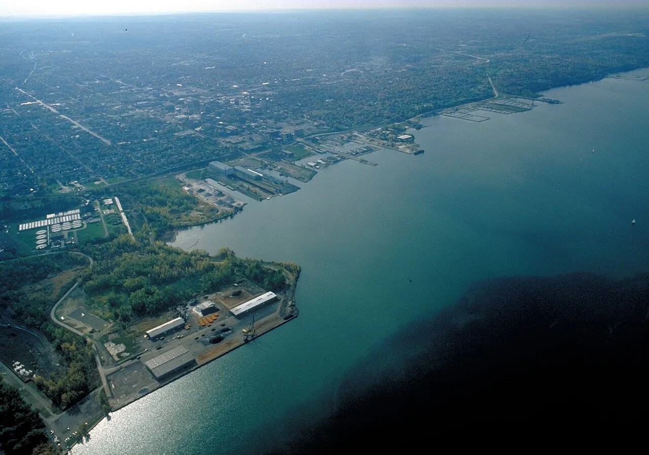 Luchtfoto van de stad Erie, in de Amerikaanse staat Pennsylvania