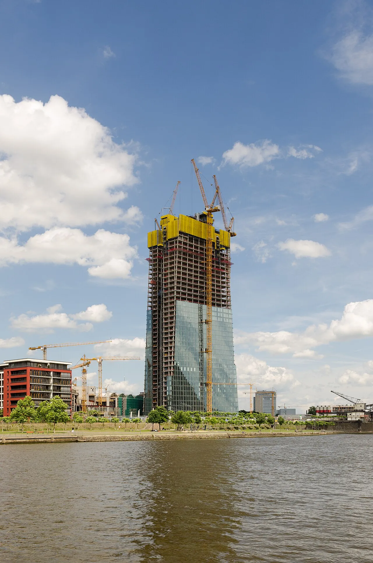 Het gebouw van de Europese Centrale Bank in Frankfurt, Duitsland.