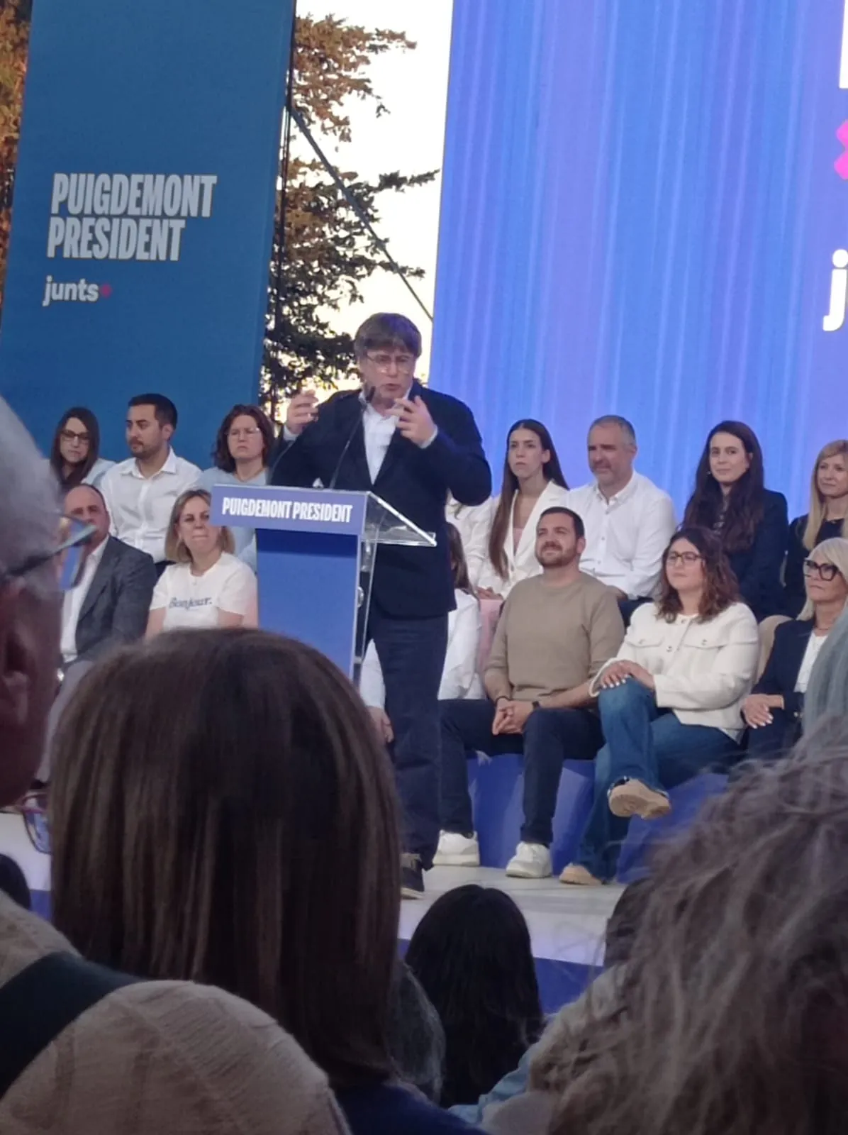 Carles Puigdemont tijdens een campagnebijeenkomst in Elna, mei 2024.