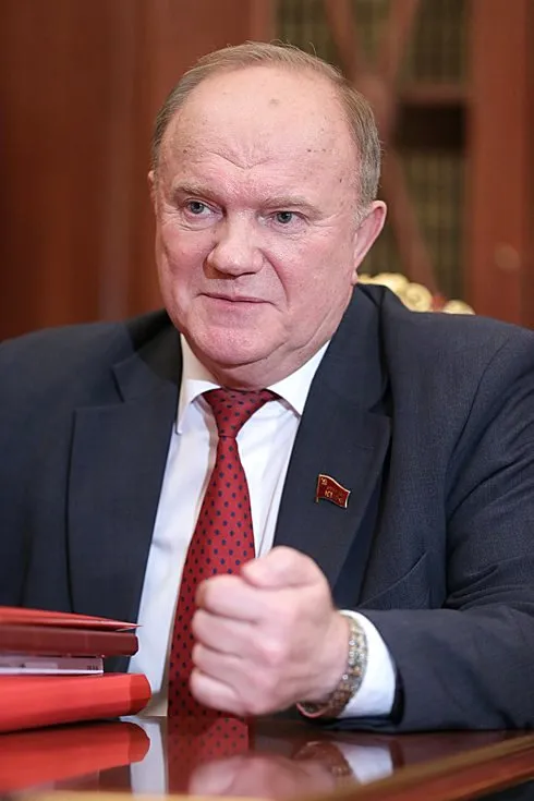 Gennadi Zjoeganov, leider van de KPRF, de partij die de bijeenkomst in Moskou organiseerde