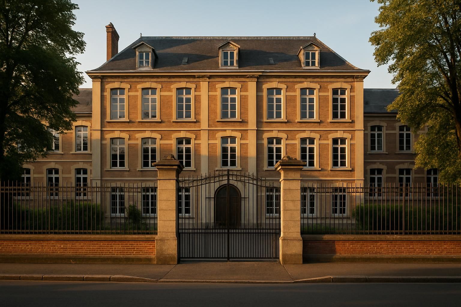 Gesloten hek voor een Franse middelbare school